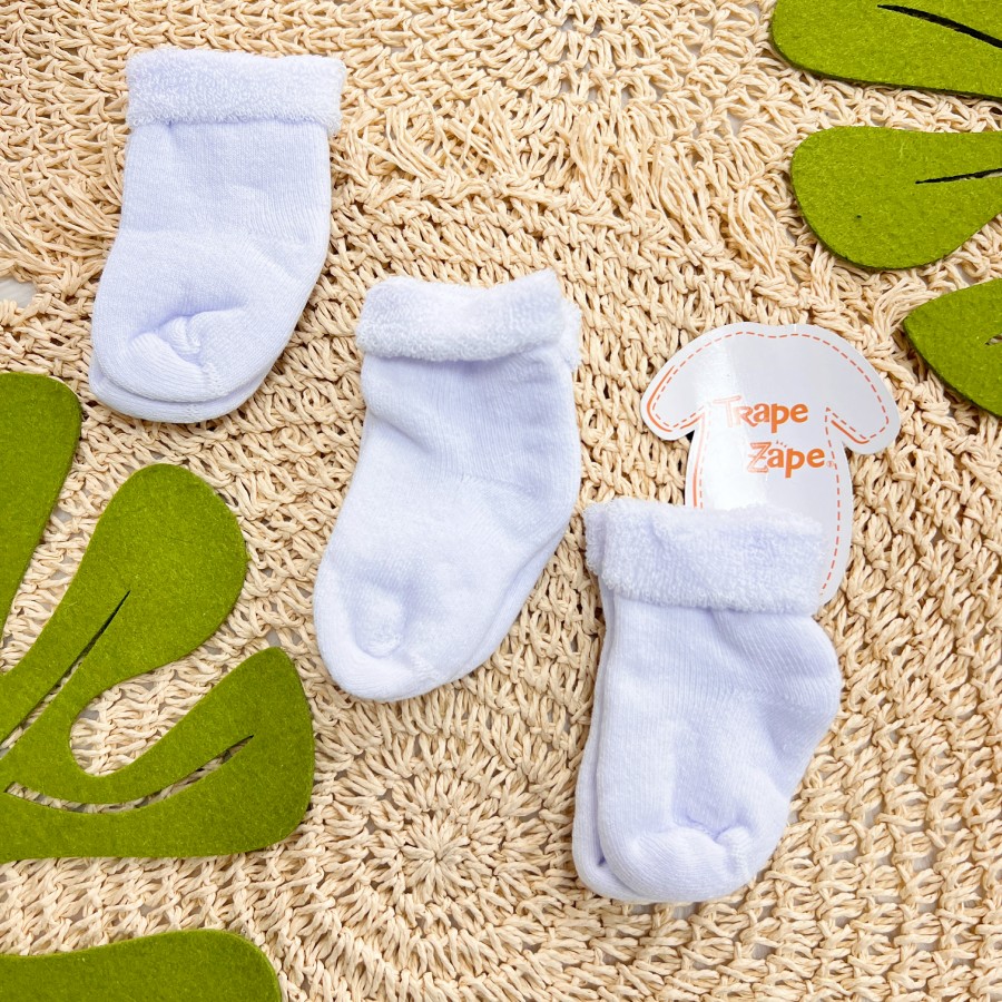 08/10 Kit 3 Meias Soquetes Trape Zape - Branco